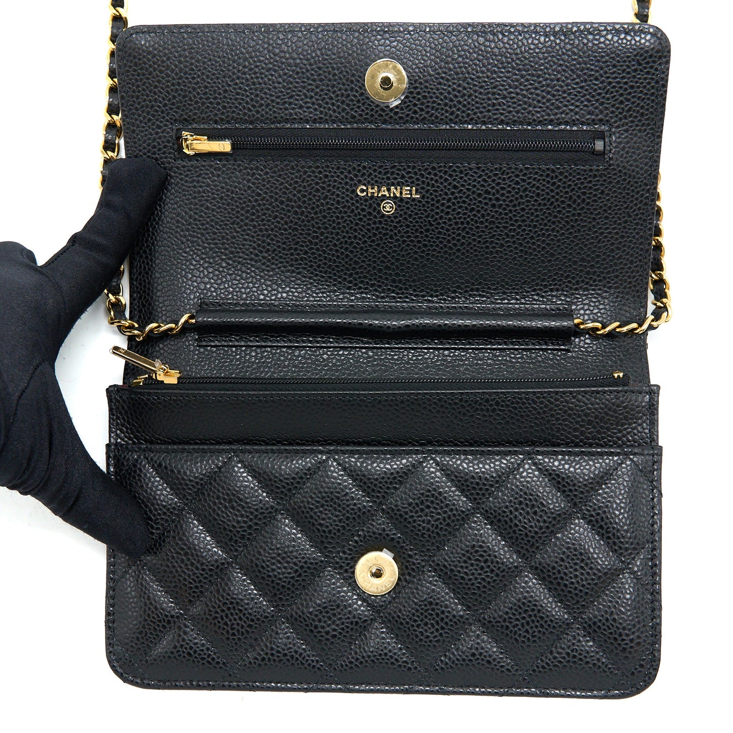 Chanel Classic Wallet On Chain Caviar Black  (Microchip)