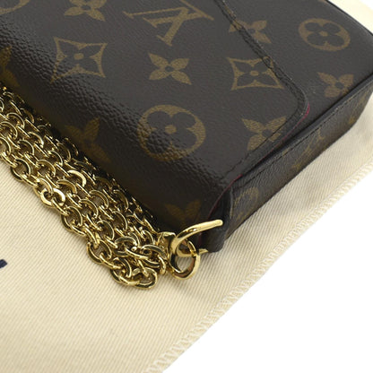 LOUIS VUITTON Felicie Monogram Canvas Pochette Crossbody Bag Fuchsia Pink