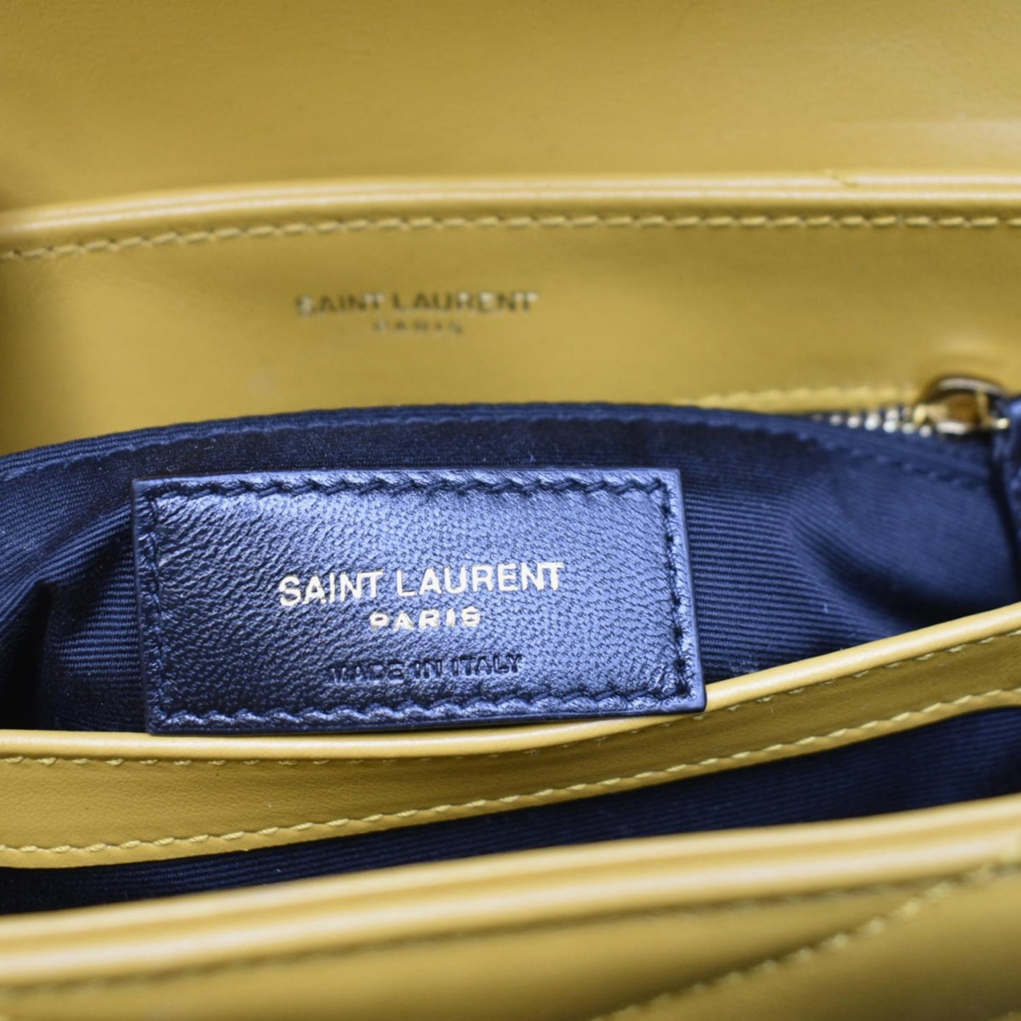 YVES SAINT LAURENT Mini Loulou Leather Crossbody Bag Yellow