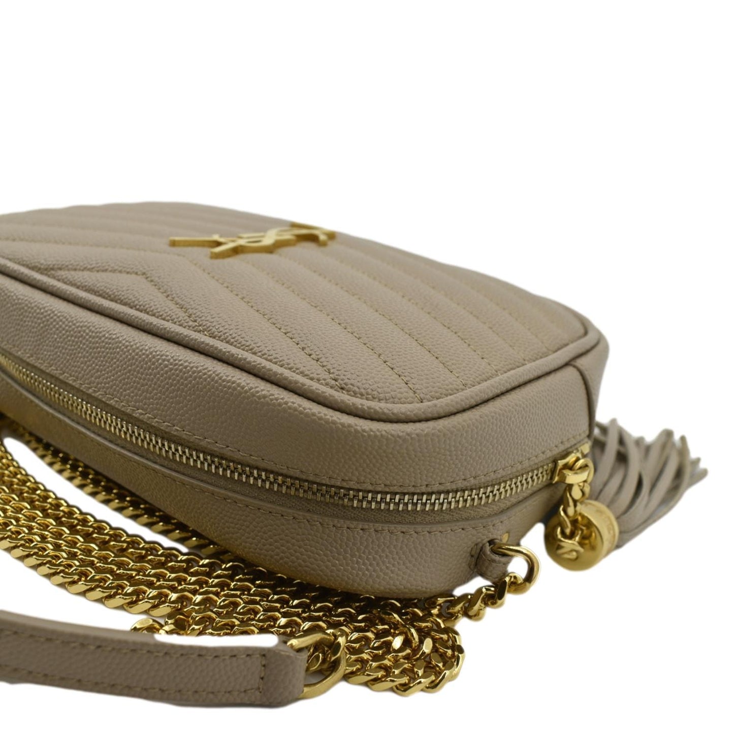 YVES SAINT LAURENT Mini Lou Grain De Poudre Camera Bag Beige