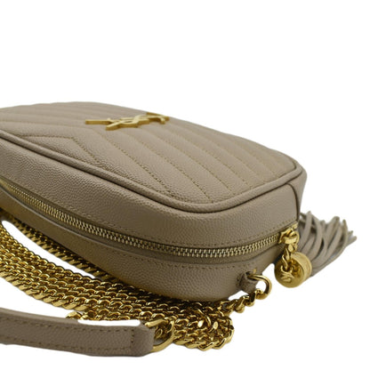 YVES SAINT LAURENT Mini Lou Grain De Poudre Camera Bag Beige