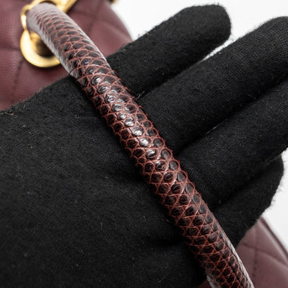 Chanel Medium Coco Handle With Lizard Handle Caviar Burgundy