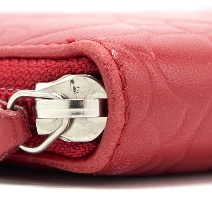 Chanel Camellia Long Wallet Lambskin Red