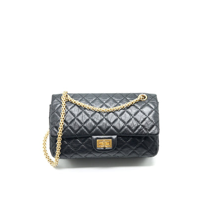 Chanel 2.55 Reissue Small Flap Bag Aged Calfskin in Black
