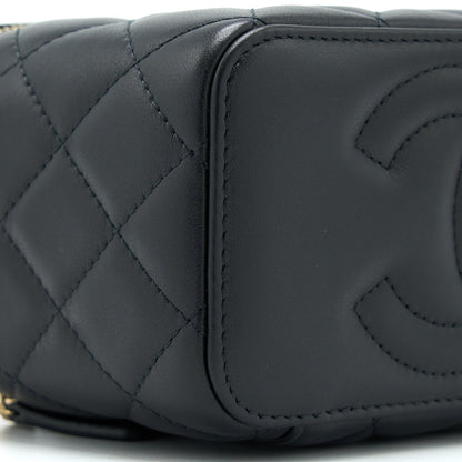 Chanel 22A Pearl Crush Long Vanity With Chain Lambskin Black