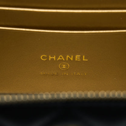 Chanel 22A Pearl Crush Long Vanity With Chain Lambskin Black