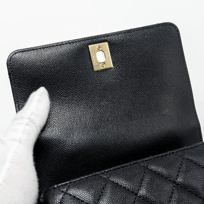 Chanel Mini Coco Handle with Lizard Embossed Handle Caviar Black L (microchip)