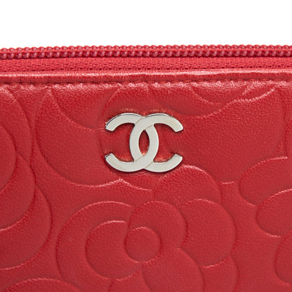 Chanel Camellia Long Wallet Lambskin Red