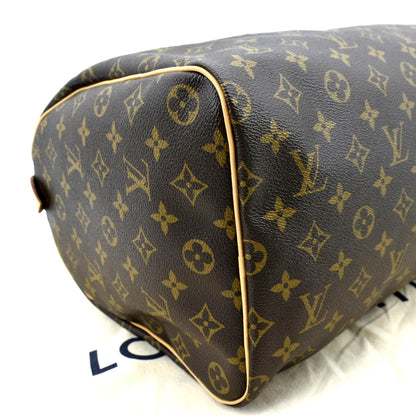 LOUIS VUITTON Speedy 40 Monogram Canvas Satchel Bag Brown