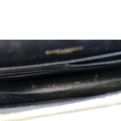 YVES SAINT LAURENT Kate Crocodile Embossed Patent Leather Shoulder Bag Black