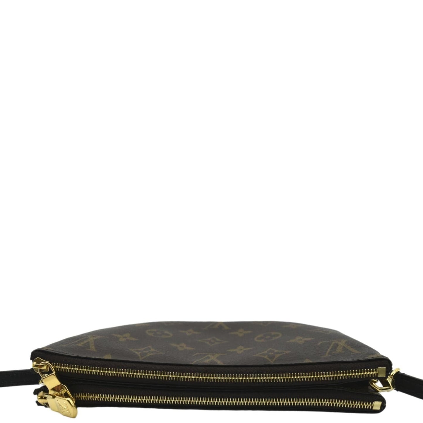 LOUIS VUITTON Double Zip Pochette Reverse Monogram Giant Crossbody Bag Brown