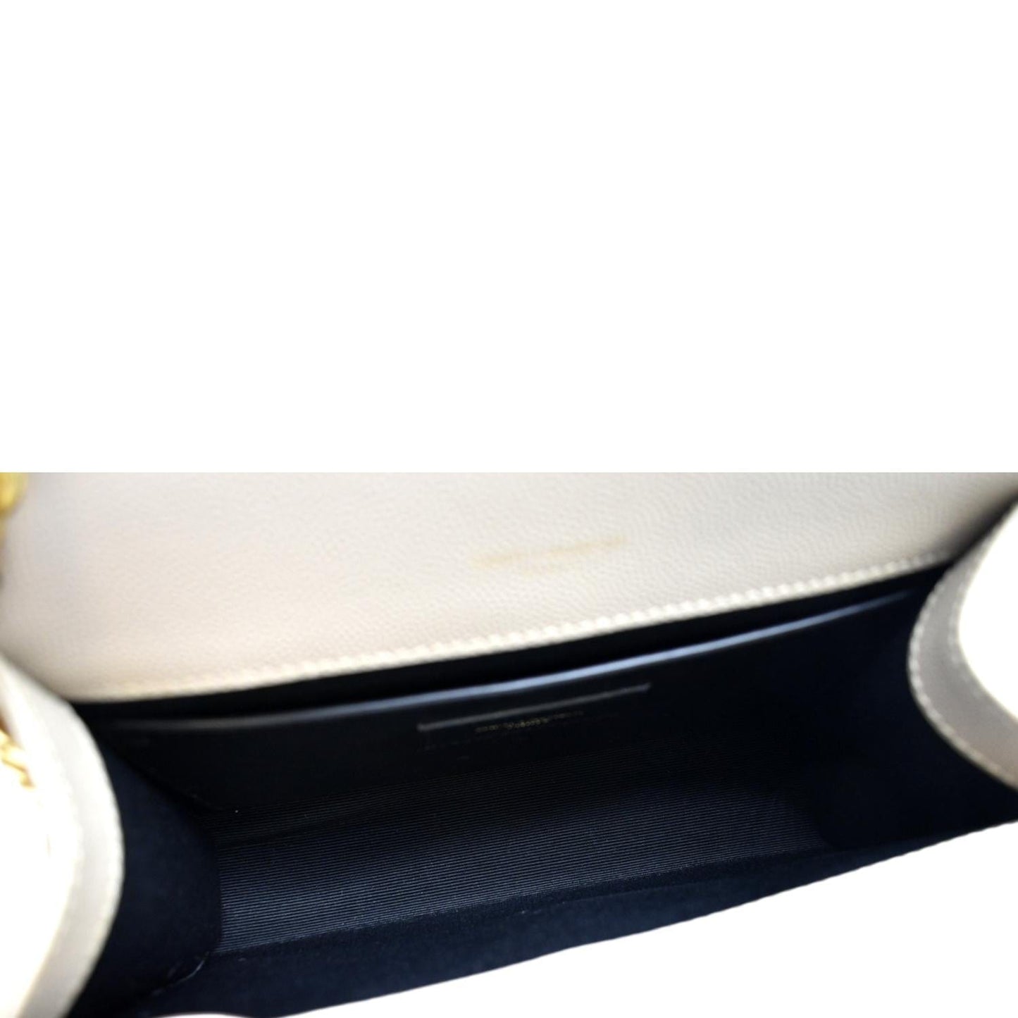 YVES SAINT LAURENT Kate Leather Chain Clutch Crossbody Bag Beige