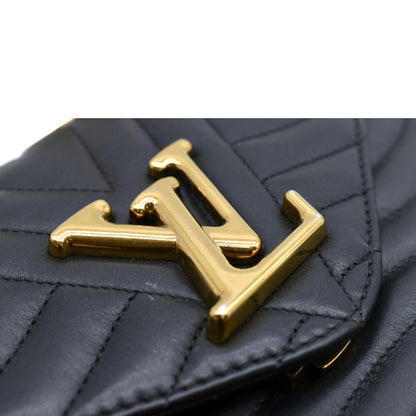 LOUIS VUITTON New Wave Chain MM Calfskin Leather Shoulder Bag Black