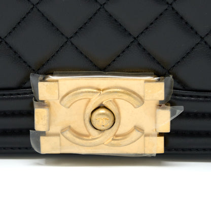Chanel Medium Boy Bag Calfskin Black  (Microchip)