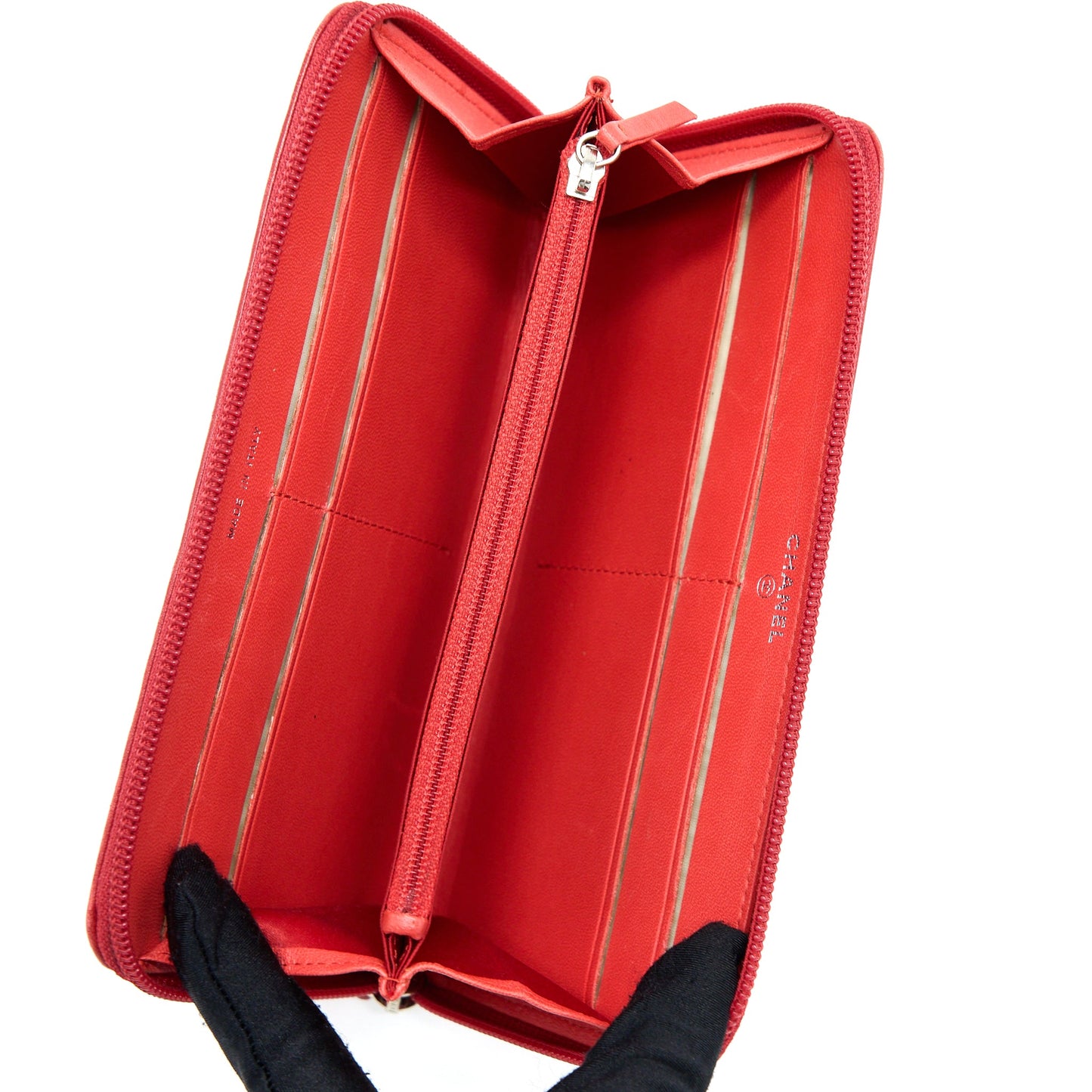 Chanel Camellia Long Wallet Lambskin Red