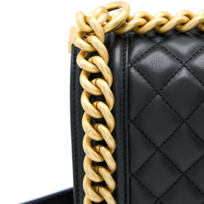 Chanel Medium Boy Bag Calfskin Black  (Microchip)