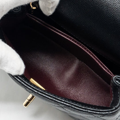 Chanel Mini Coco Handle with Lizard Embossed Handle Caviar Black L (microchip)