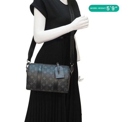 LOUIS VUITTON City Keepall Monogram Eclipse Travel Bag Black
