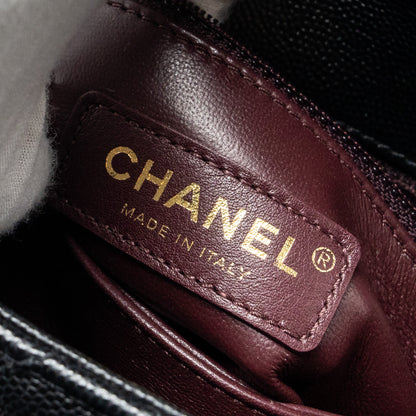 Chanel Mini Coco Handle with Lizard Embossed Handle Caviar Black L (microchip)