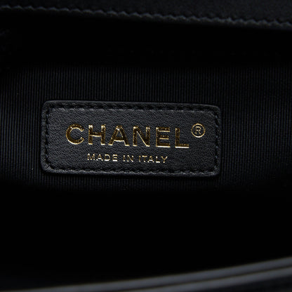 Chanel Medium Boy Bag Calfskin Black  (Microchip)