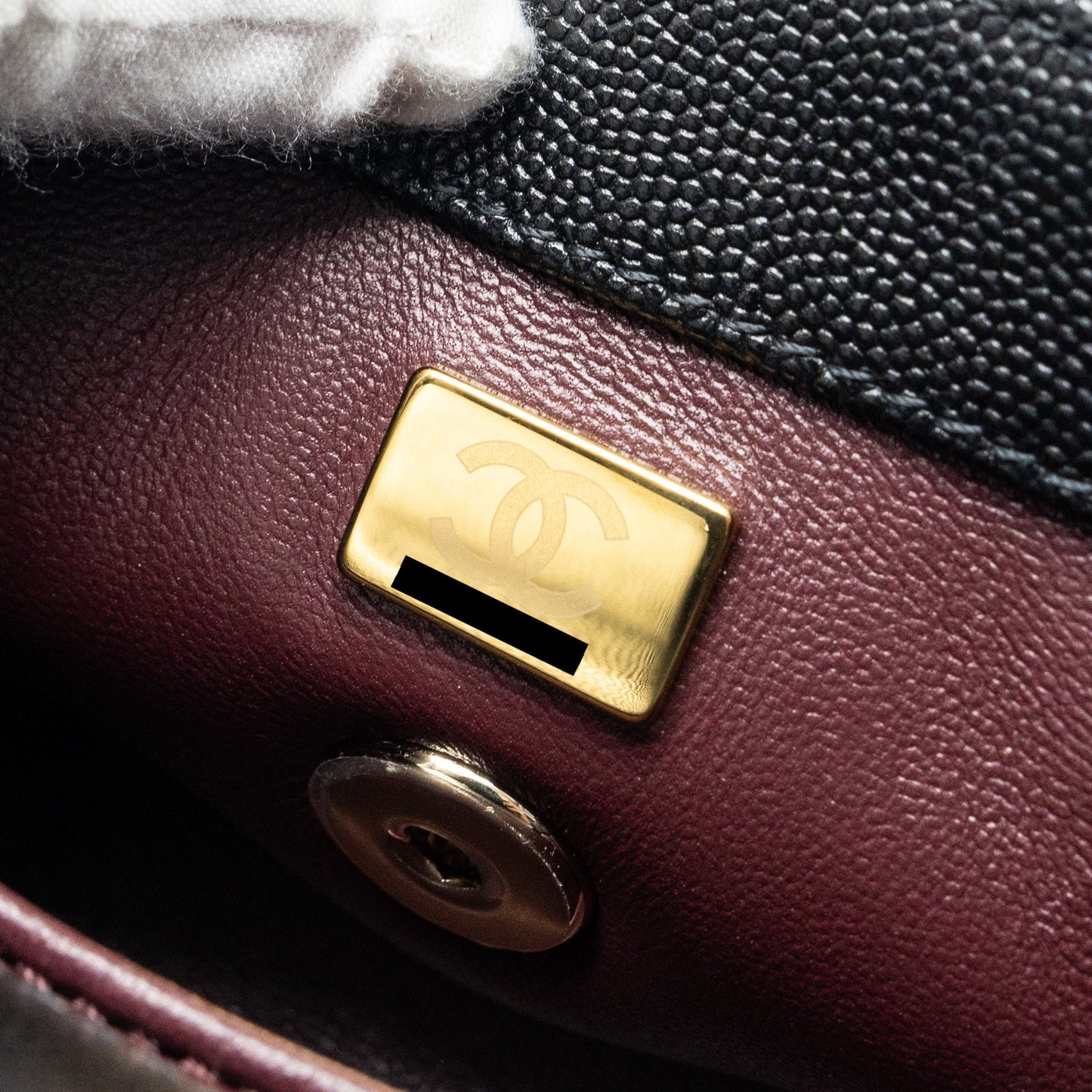 Chanel Mini Coco Handle with Lizard Embossed Handle Caviar Black L (microchip)