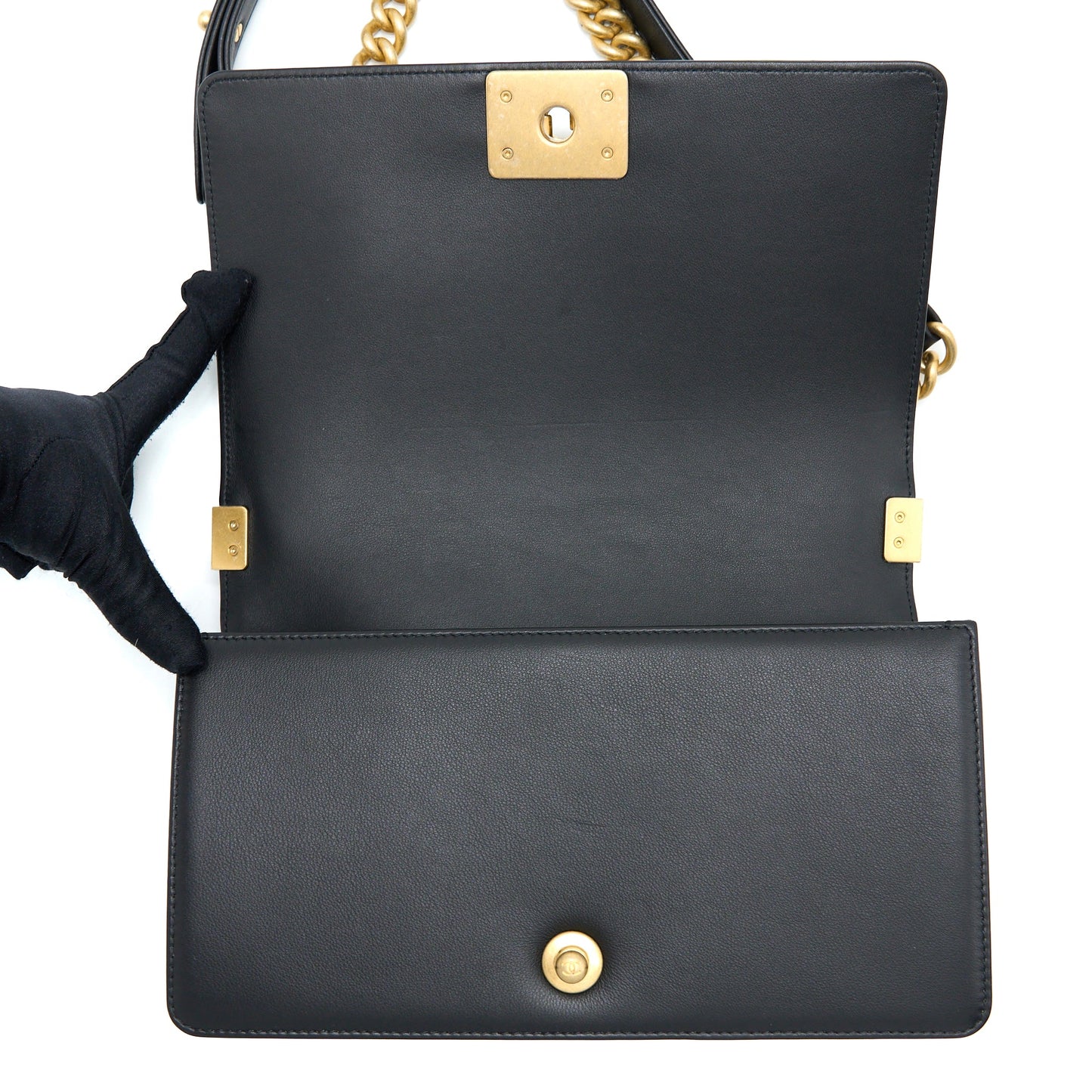 Chanel Medium Boy Bag Calfskin Black  (Microchip)