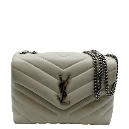 YVES SAINT LAURENT Loulou Toy Quilted Leather Crossbody Bag Ivory