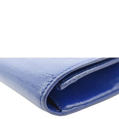 YVES SAINT LAURENT Belle de Jour Leather Clutch Bag Blue