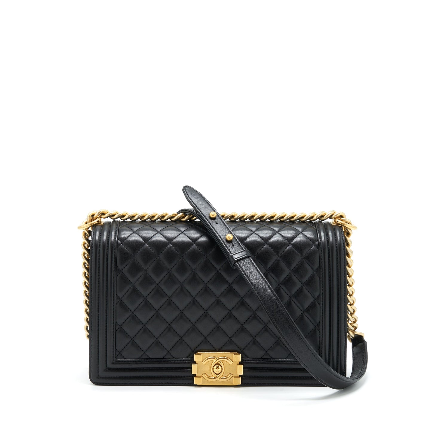 Chanel Boy Bag New Medium (28cm) Lambskin Black Ruthenium