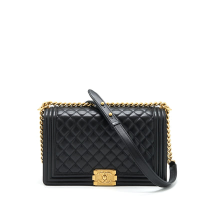Chanel Boy Bag New Medium (28cm) Lambskin Black Ruthenium