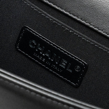 Chanel Medium Boy Bag Calfskin Black Ruthenium Hardware