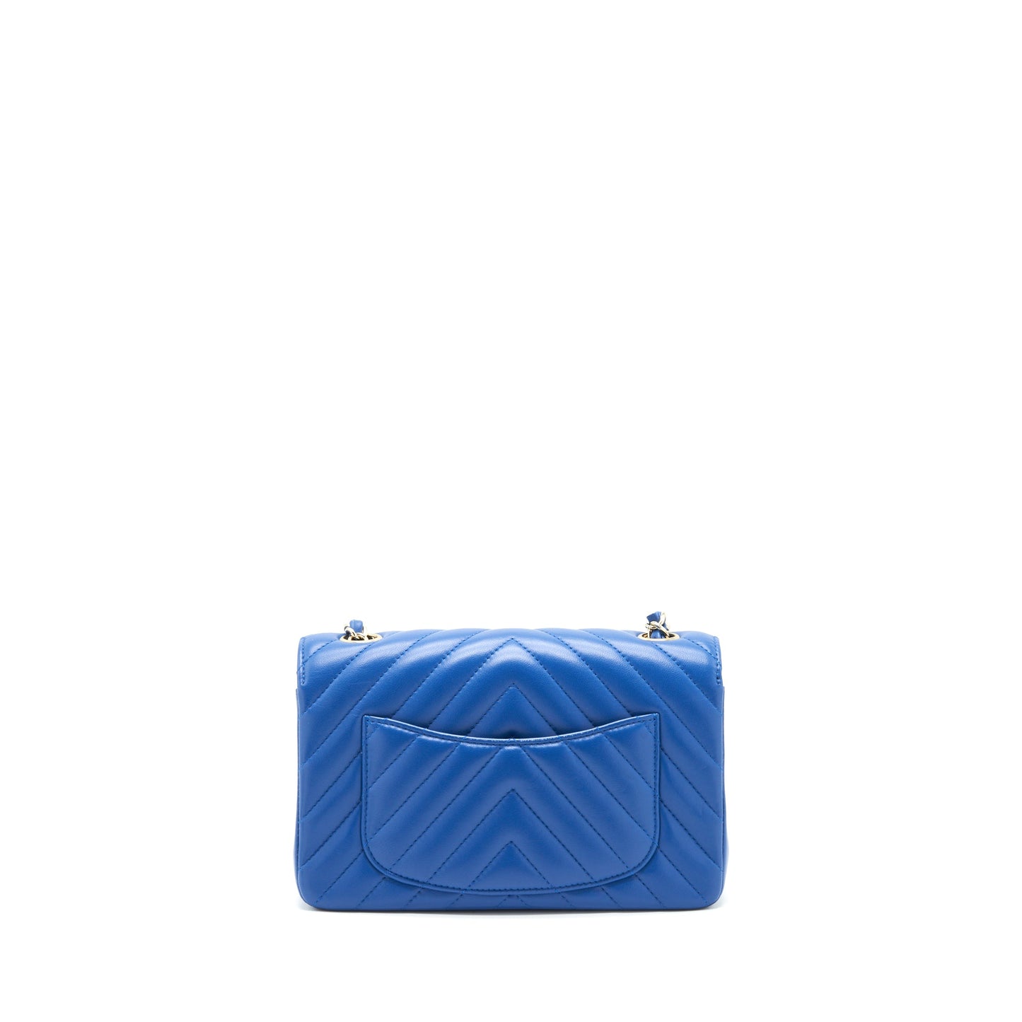 Chanel Mini Rectangular Flap Bag Chevron Lambskin Blue L