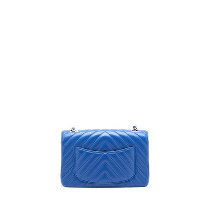 Chanel Mini Rectangular Flap Bag Chevron Lambskin Blue L
