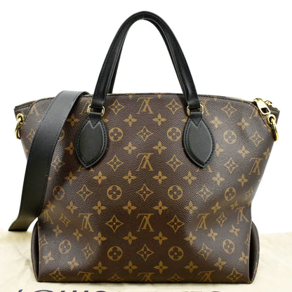 LOUIS VUITTON Flower Zipped MM Monogram Canvas Tote Bag Noir