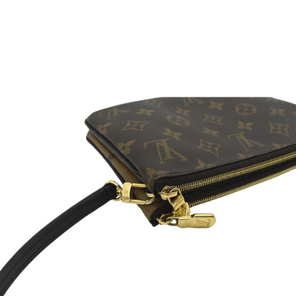 LOUIS VUITTON Double Zip Pochette Reverse Monogram Giant Crossbody Bag Brown