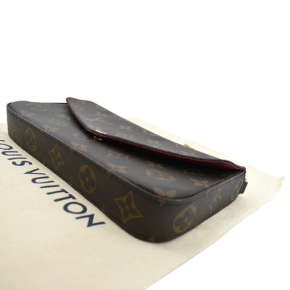 LOUIS VUITTON Felicie Monogram Canvas Pochette Crossbody Bag Fuchsia Pink