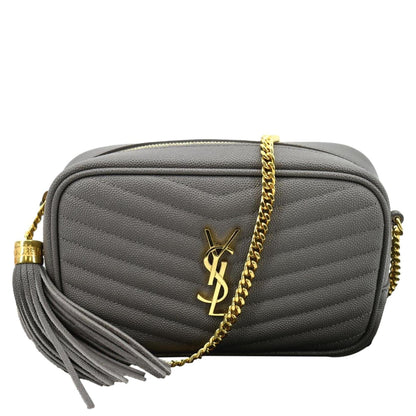 YVES SAINT LAURENT Lou Chevron Leather Camera Crossbody Bag Storm