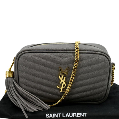 YVES SAINT LAURENT Lou Chevron Leather Camera Crossbody Bag Storm