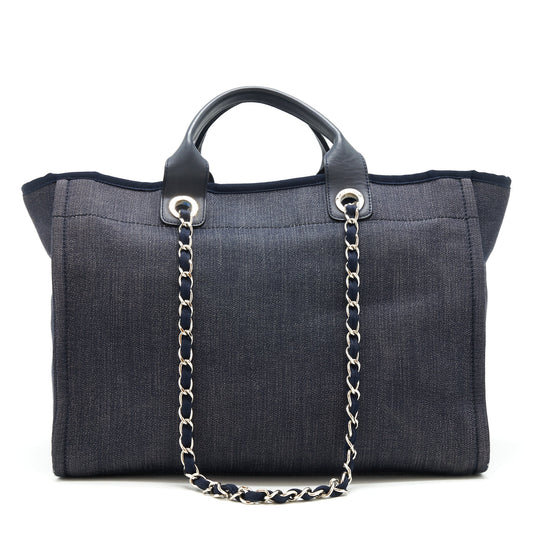 Chanel Large deauville Tote bag Denim Navy