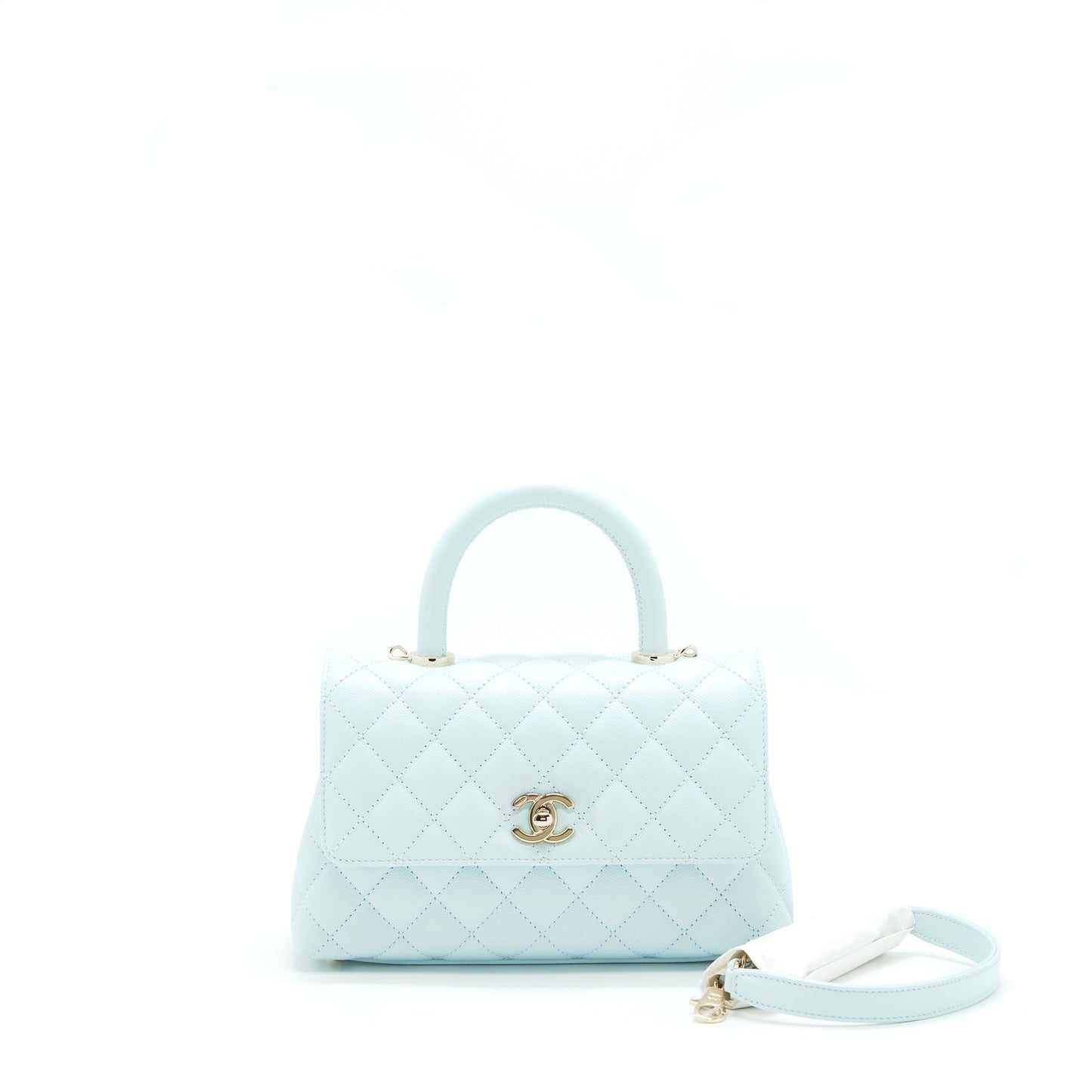 Chanel 21K Baby Blue Coco Handle Small (Old Mini) 24cm L