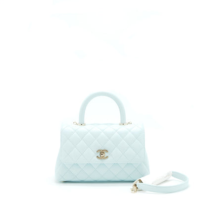 Chanel 21K Baby Blue Coco handle Small (old mini) 24cm L