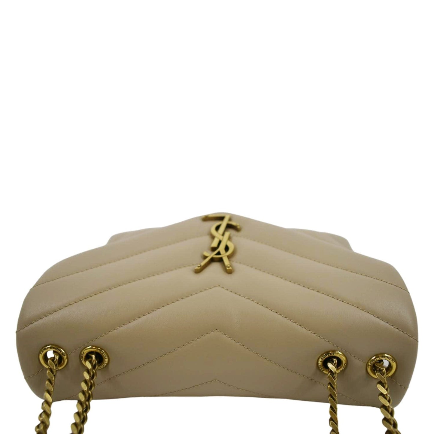 YVES SAINT LAURENT Small Loulou Quilted Leather Crossbody Bag Dark Beige