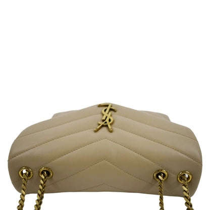 YVES SAINT LAURENT Small Loulou Quilted Leather Crossbody Bag Dark Beige