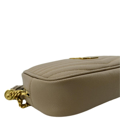 YVES SAINT LAURENT Mini Lou Grain De Poudre Camera Bag Beige