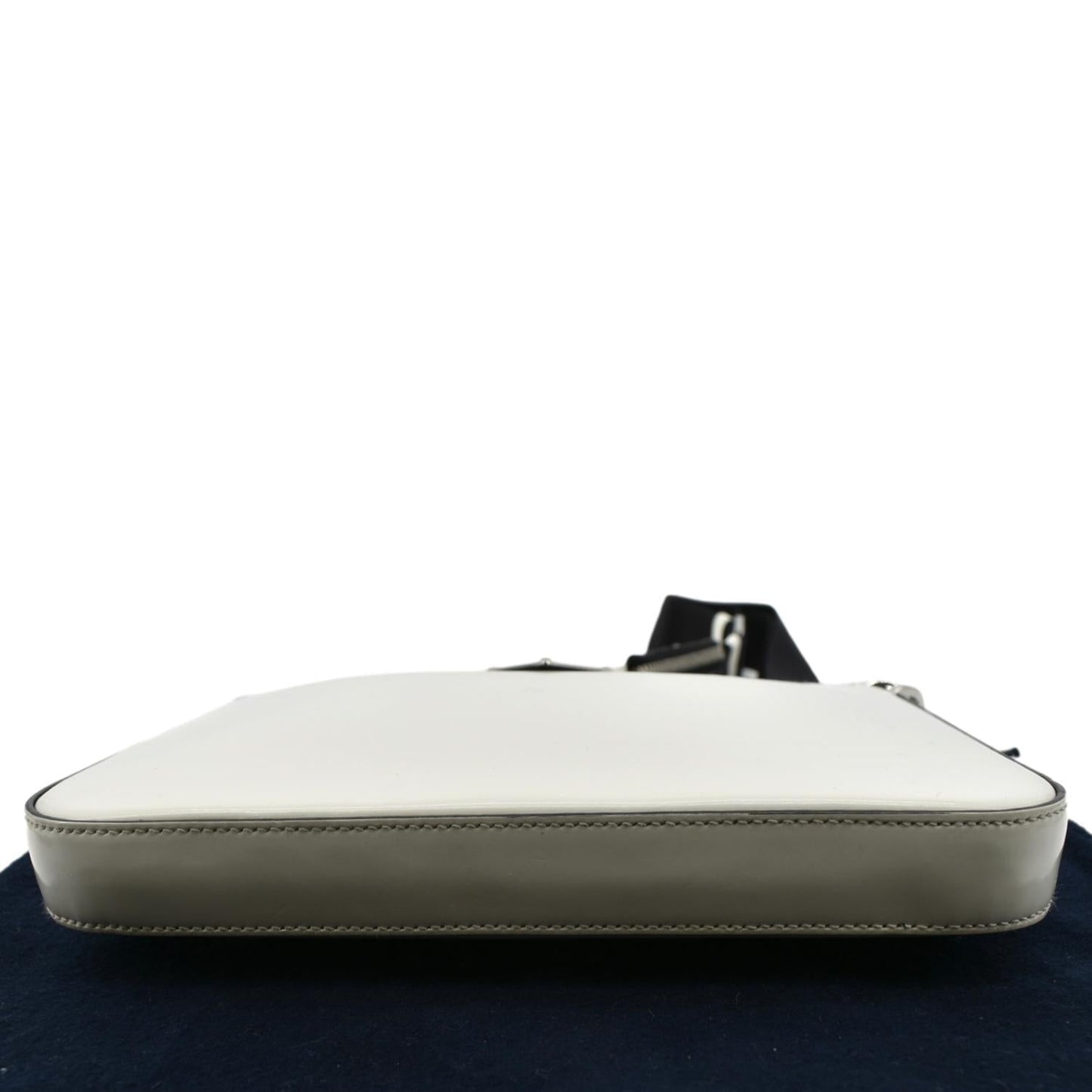 PRADA Brushed Leather Shoulder Bag White
