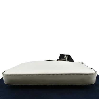 PRADA Brushed Leather Shoulder Bag White