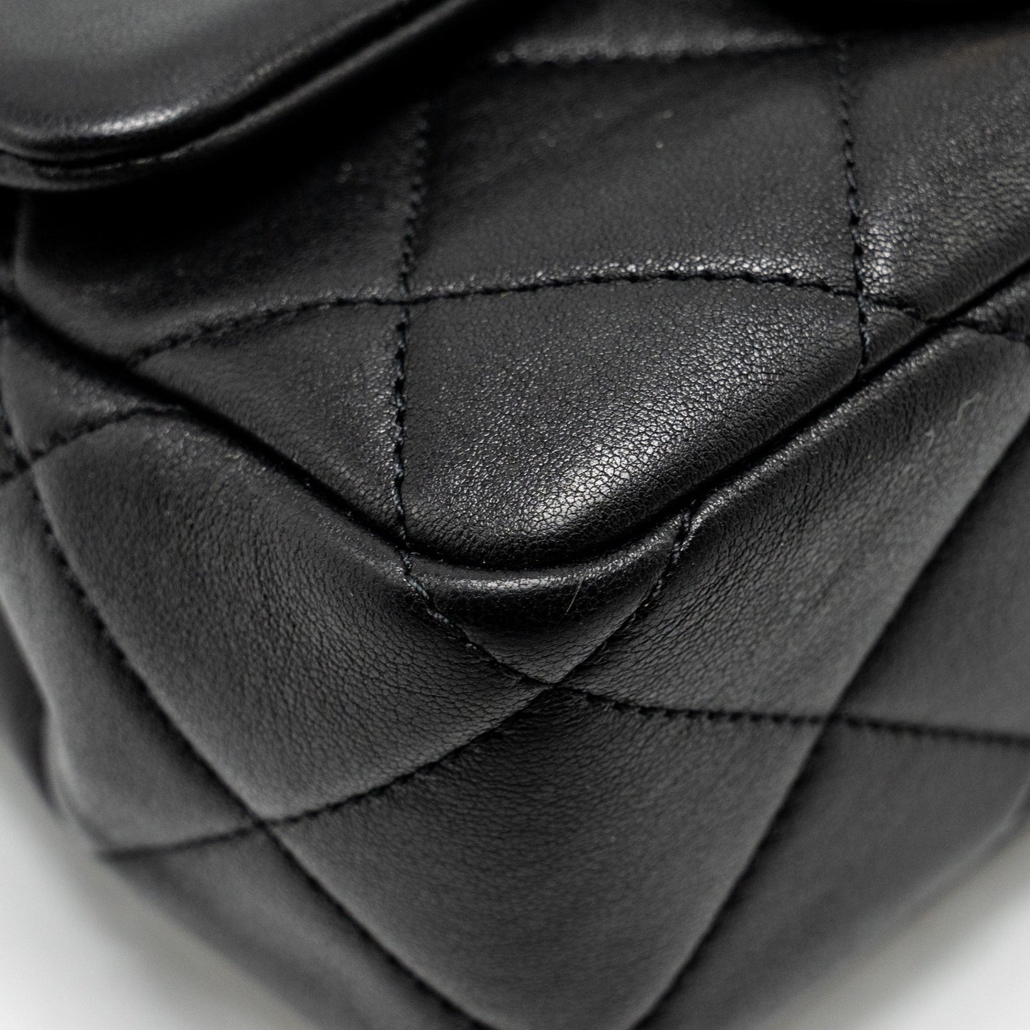 Chanel 23c Round Handle Mini Square Flap Bag Lambskin Black  (microchip)
