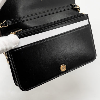 Chanel 24c 31 Wallet On Chain Shiny Calfskin Black L (Microchip)