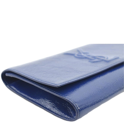 YVES SAINT LAURENT Belle de Jour Leather Clutch Bag Blue