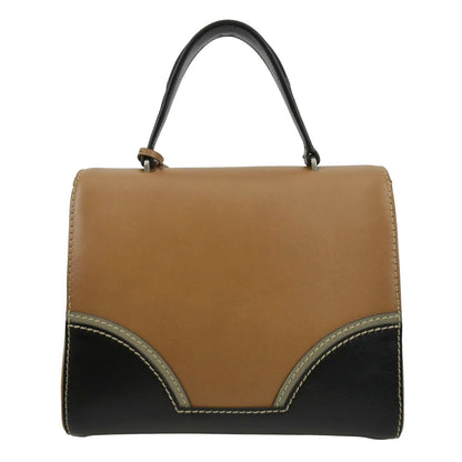 PRADA Vitello Sound Lock Leather Shoulder Bag Tan